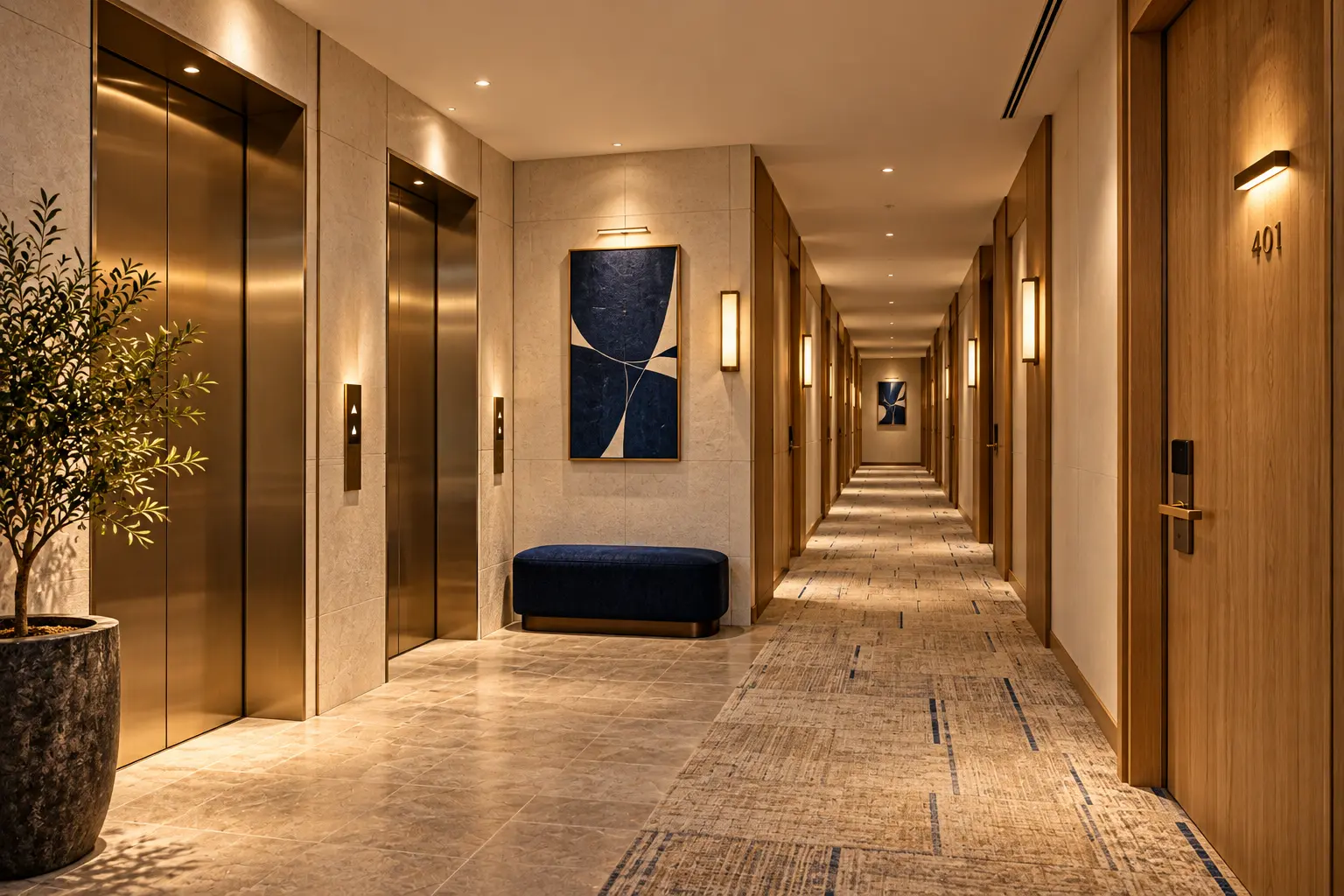 Lift lobby to your room · concept